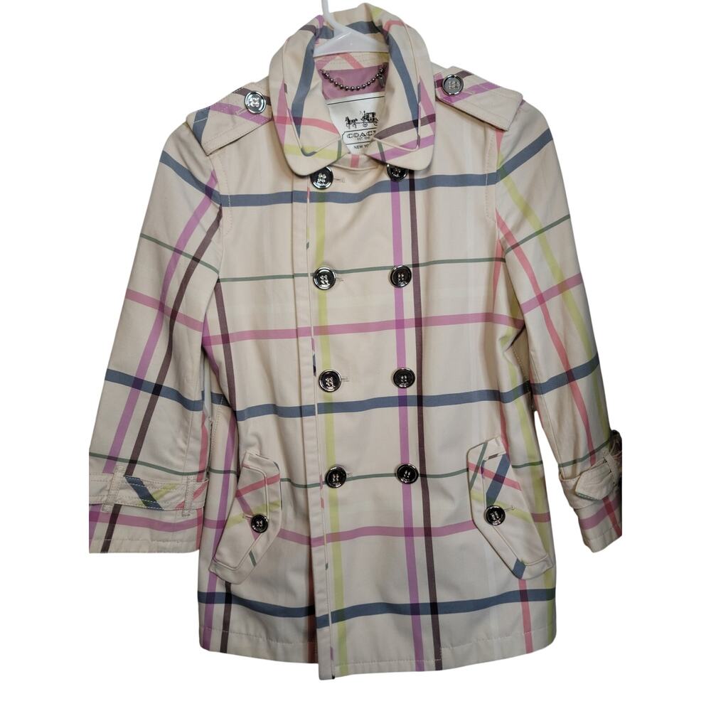 Coach Plaid Pea Coat XS